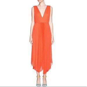ALICE AND OLIVIA KIP PLEATED MIDI DRESS